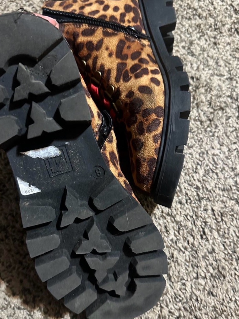 Leopard print hiking boots